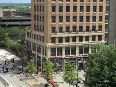 The first floor of the Chase Bank building after an explosion Tuesday, May 28.
